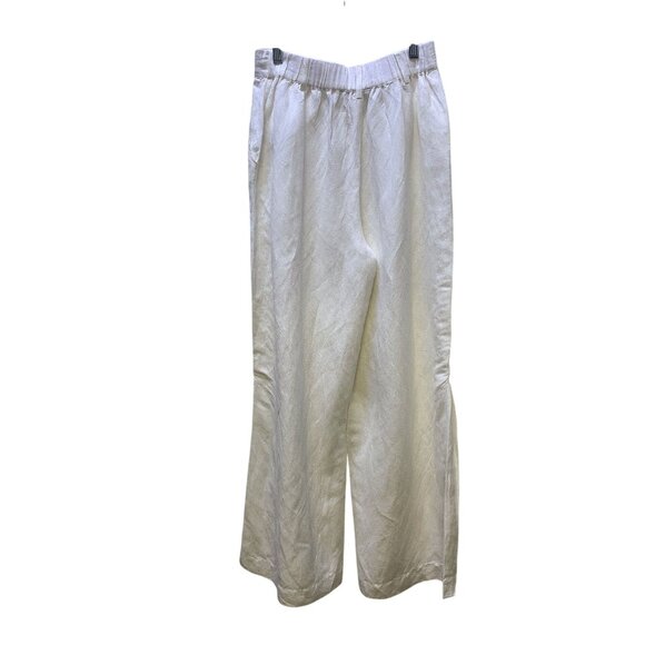 Boston Proper White Wide-Leg Linen Blend Pants Size 6 - Picture 2 of 7
